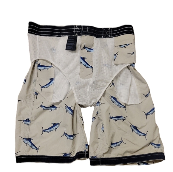 Tommy hilfiger men sharks fish print Blue Tan swim Trunk Swim shorts Size M - Picture 10 of 14